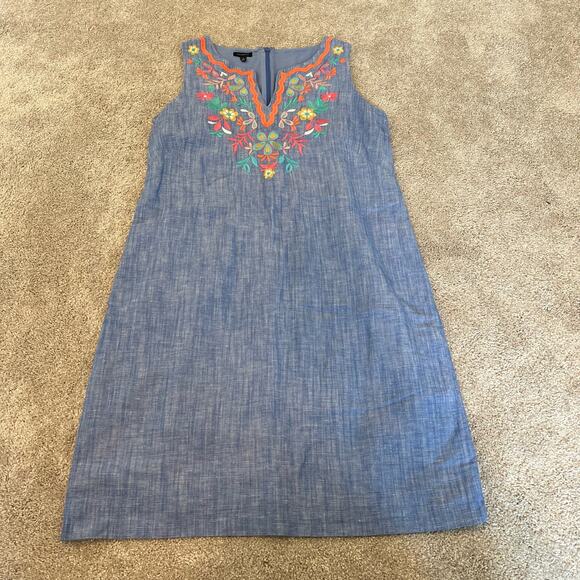 Talbots Women's Sleeveless Light Blue Chambray Dress Linen and Cotton Size 2 - Picture 6 of 9